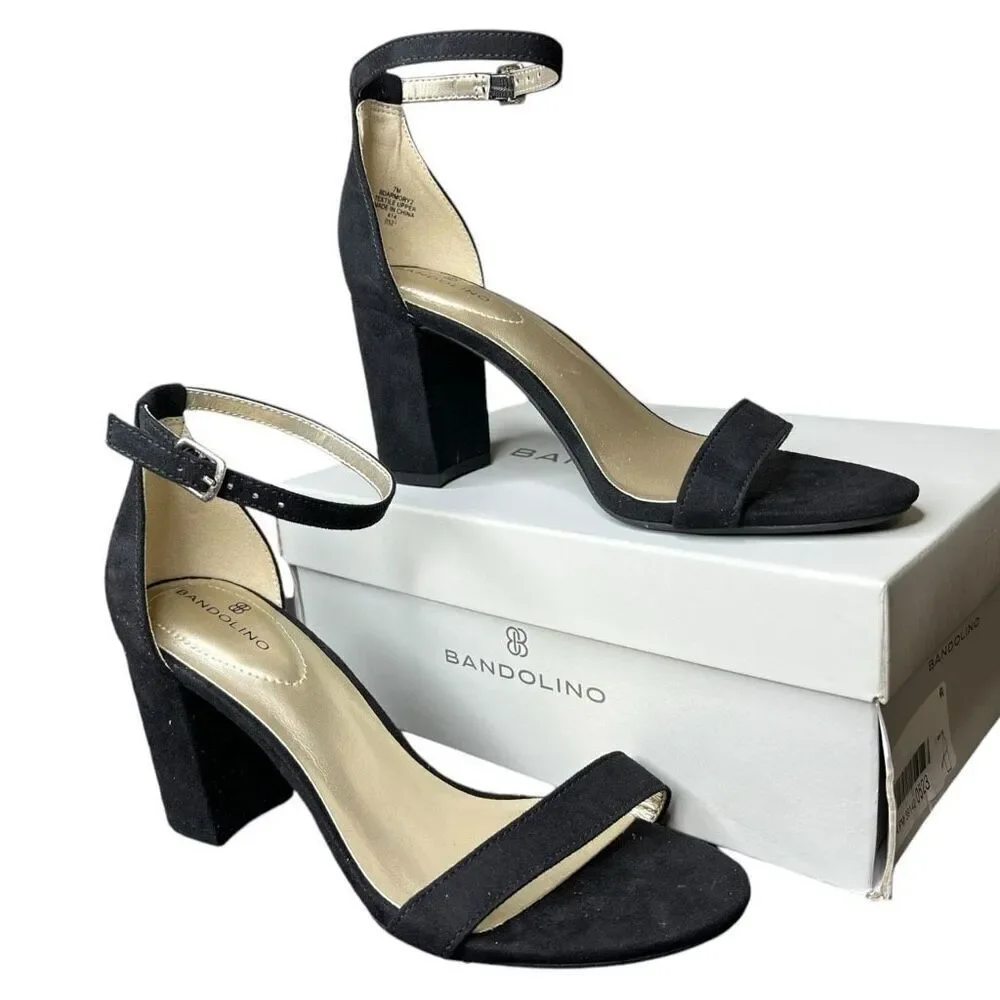 NEW Bandolino Women’s Armory Faux Black Suede Sandal 7M